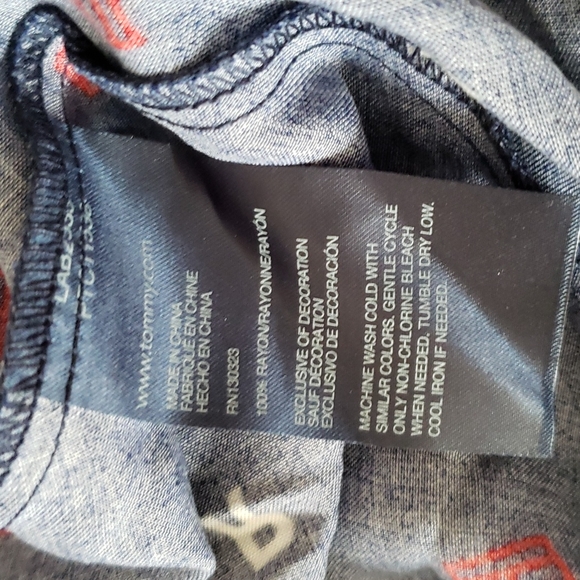 Tommy Hilfiger navy blue cold shoulder white & red print dress - Picture 7 of 9